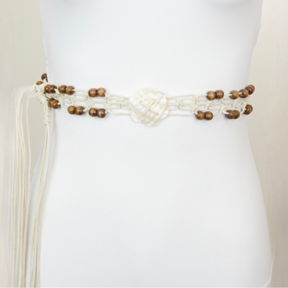 Summer Vibes Boho Scalloped Sea Shell Macrame Belt - Picture 2 of 6